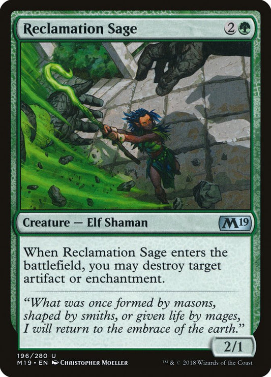 This Is An Image Of The Magic The Gathering Card Reclamation Sage From The Set Foundations - Designed By Artist Christopher Moeller