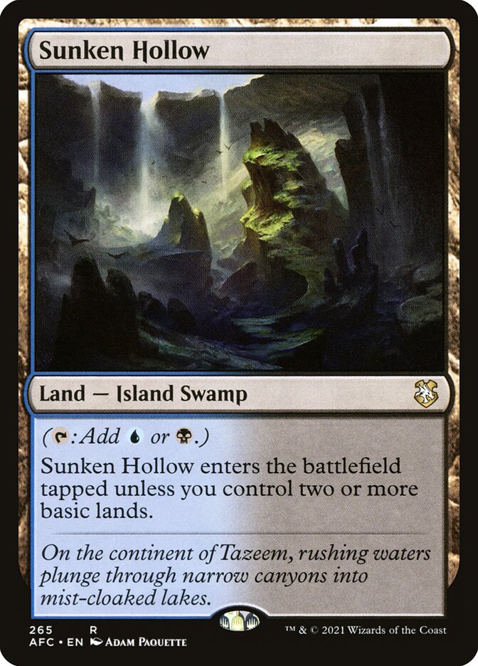 This Is An Image Of The Magic The Gathering Card Sunken Hollow From The Set Tarkir: Dragonstorm Commander - Designed By Artist Adam Paquette