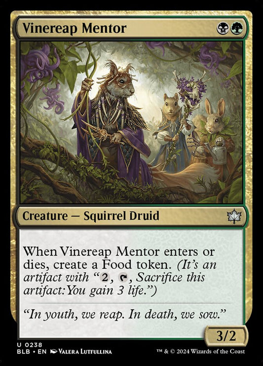 This Is An Image Of The Magic The Gathering Card Vinereap Mentor From The Set Bloomburrow - Designed By Artist Valera Lutfullina