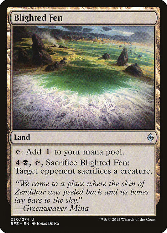 This Is An Image Of The Magic The Gathering Card Blighted Fen From The Set Battle for Zendikar - Designed By Artist Jonas De Ro