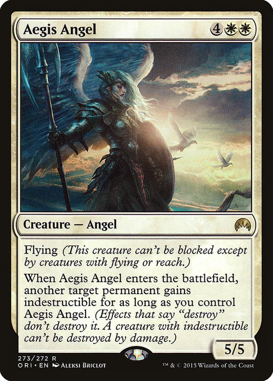 This Is An Image Of The Magic The Gathering Card Aegis Angel From The Set Archenemy: Nicol Bolas - Designed By Artist Aleksi Briclot