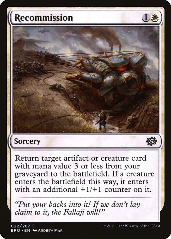 This Is An Image Of The Magic The Gathering Card Recommission From The Set The Brothers' War - Designed By Artist Andrew Mar