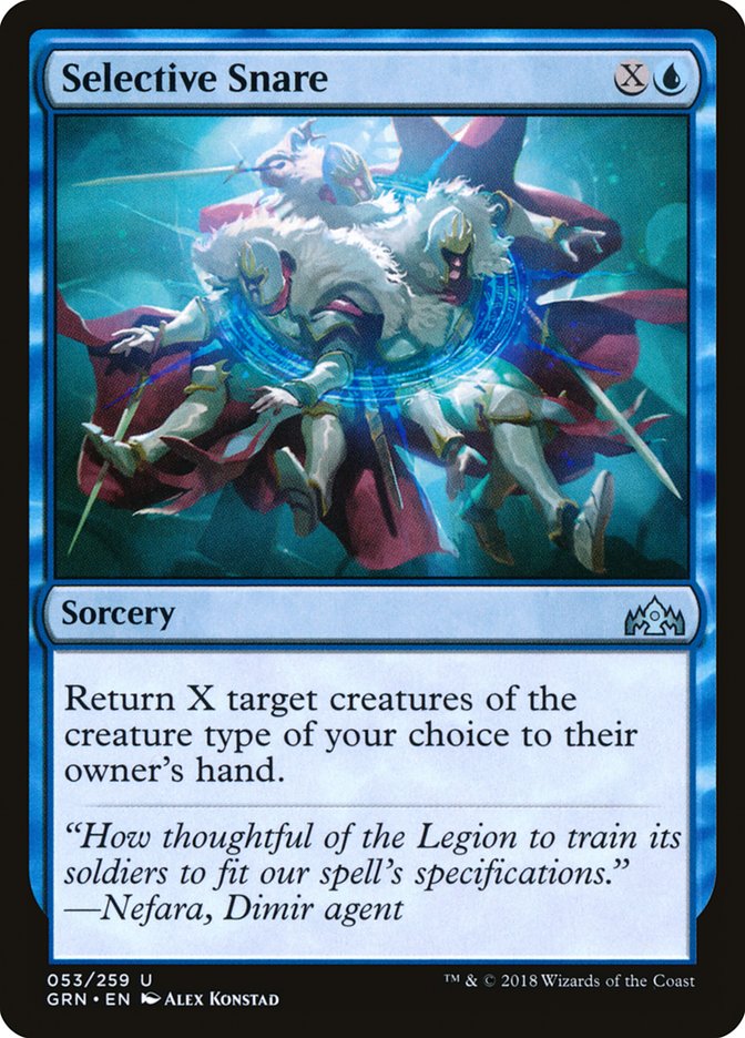 This Is An Image Of The Magic The Gathering Card Selective Snare From The Set Guilds of Ravnica - Designed By Artist Alex Konstad