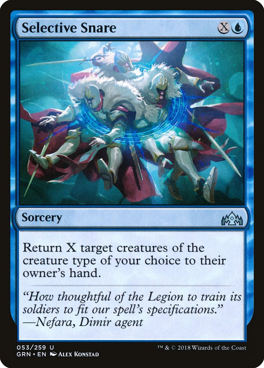 This Is An Image Of The Magic The Gathering Card Selective Snare From The Set Guilds of Ravnica - Designed By Artist Alex Konstad
