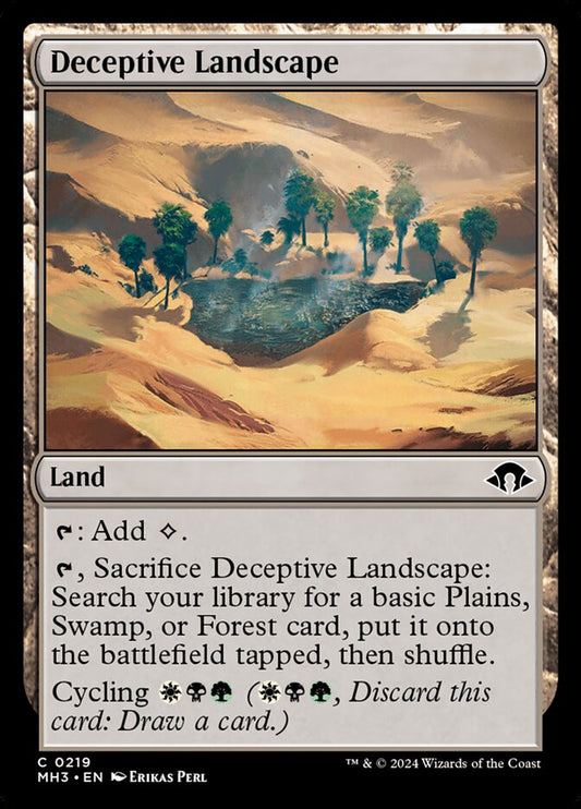 This Is An Image Of The Magic The Gathering Card Deceptive Landscape From The Set Tarkir: Dragonstorm Commander - Designed By Artist Erikas Perl