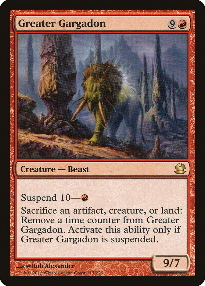 This Is An Image Of The Magic The Gathering Card Greater Gargadon From The Set Double Masters 2022 - Designed By Artist Rob Alexander