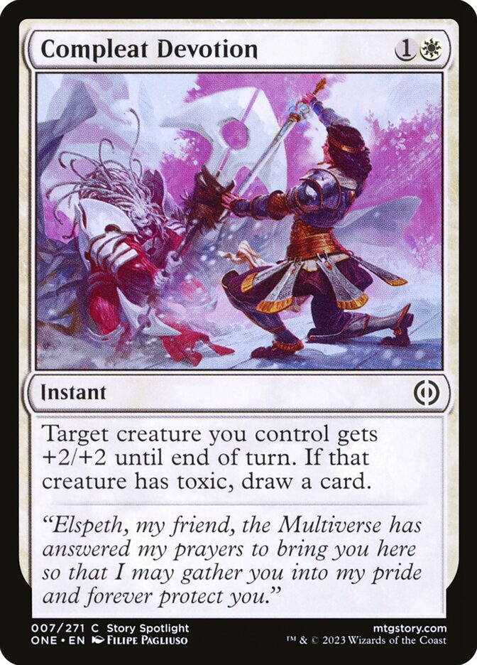 This Is An Image Of The Magic The Gathering Card Compleat Devotion From The Set Phyrexia: All Will Be One - Designed By Artist Filipe Pagliuso