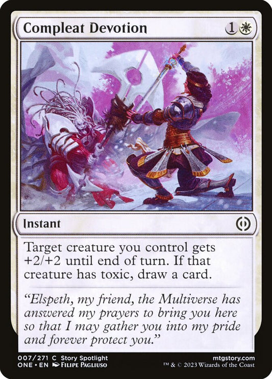 This Is An Image Of The Magic The Gathering Card Compleat Devotion From The Set Phyrexia: All Will Be One - Designed By Artist Filipe Pagliuso