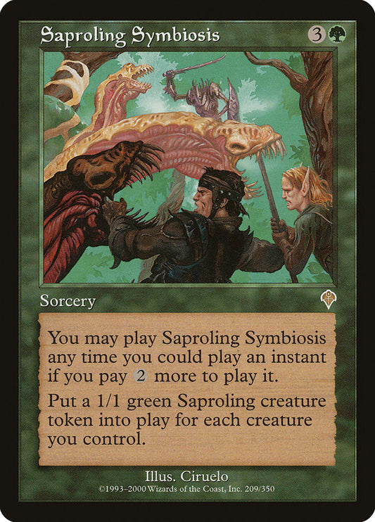 This Is An Image Of The Magic The Gathering Card Saproling Symbiosis From The Set Dominaria Remastered - Designed By Artist Ciruelo