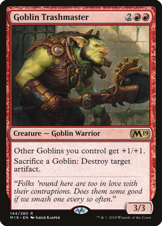 This Is An Image Of The Magic The Gathering Card Goblin Trashmaster From The Set Core Set 2019 - Designed By Artist Jakub Kasper