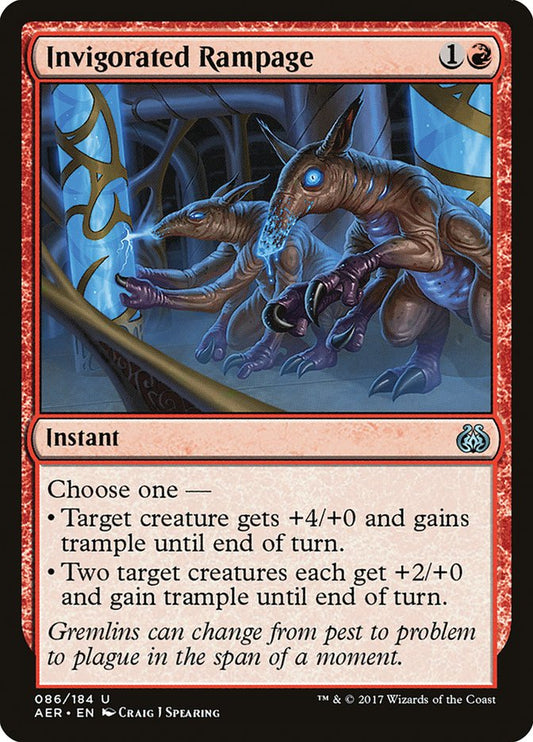 This Is An Image Of The Magic The Gathering Card Invigorated Rampage From The Set Aether Revolt - Designed By Artist Craig J Spearing
