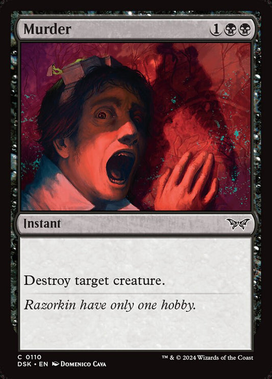 This Is An Image Of The Magic The Gathering Card Murder From The Set Duskmourn: House of Horror - Designed By Artist Domenico Cava
