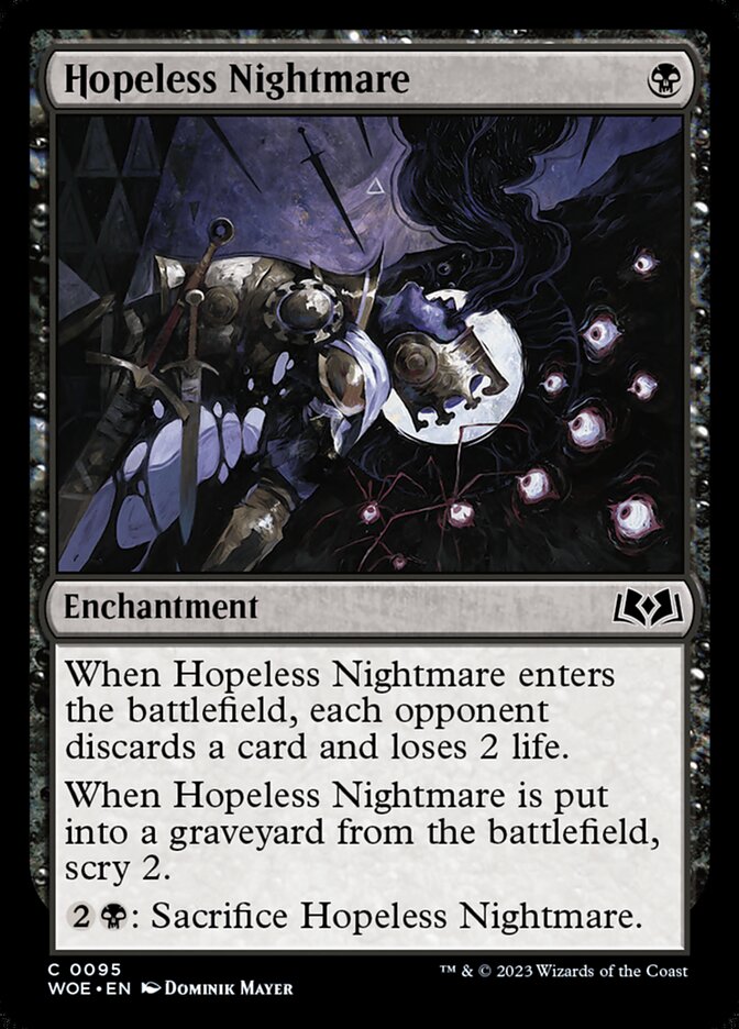 This Is An Image Of The Magic The Gathering Card Hopeless Nightmare From The Set Wilds of Eldraine - Designed By Artist Dominik Mayer