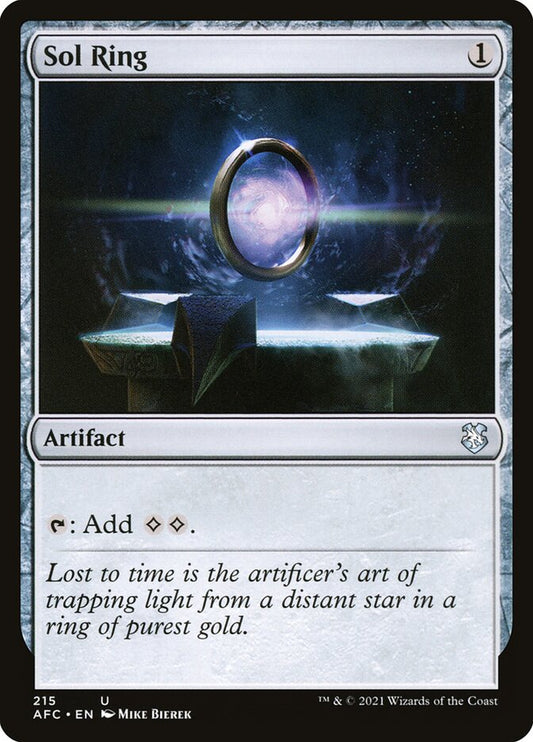 This Is An Image Of The Magic The Gathering Card Sol Ring From The Set Tarkir: Dragonstorm Commander - Designed By Artist Leon Tukker