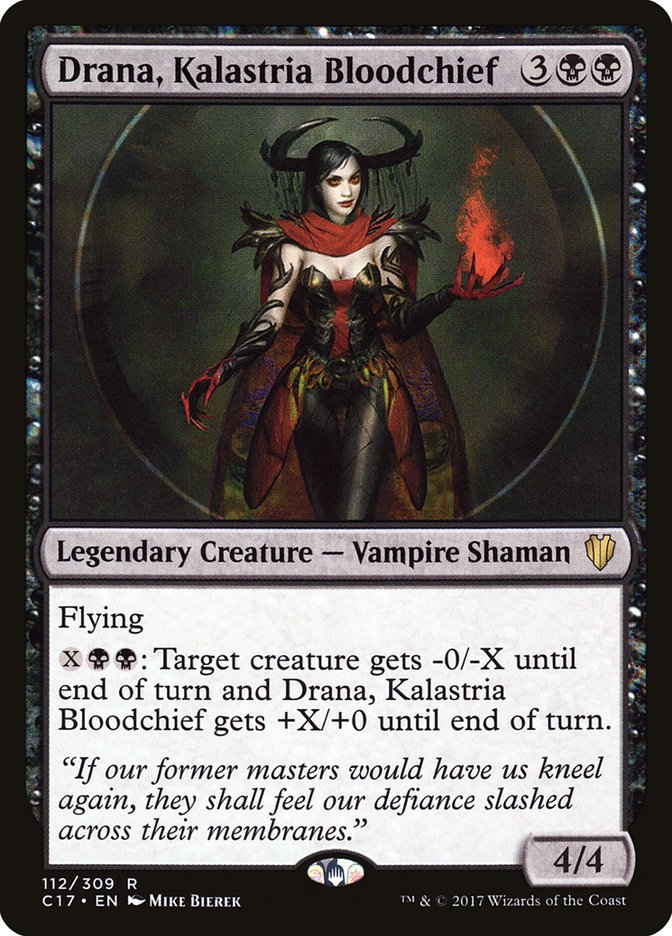 This Is An Image Of The Magic The Gathering Card Drana, Kalastria Bloodchief From The Set Commander 2017 - Designed By Artist Mike Bierek