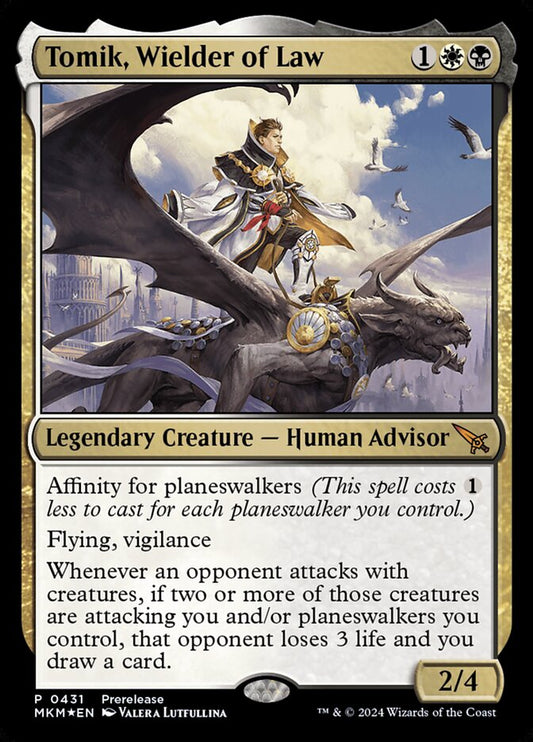 This Is An Image Of The Magic The Gathering Card Tomik, Wielder of Law From The Set Murders at Karlov Manor - Designed By Artist Valera Lutfullina