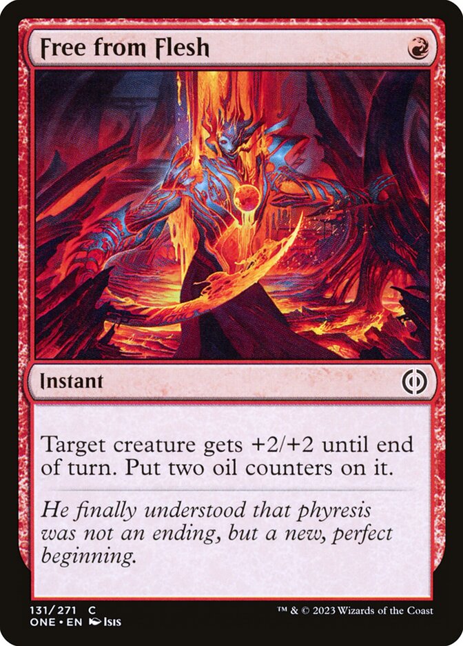 This Is An Image Of The Magic The Gathering Card Free from Flesh From The Set Phyrexia: All Will Be One - Designed By Artist Isis