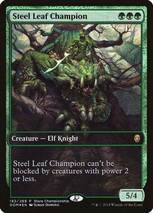 This Is An Image Of The Magic The Gathering Card Steel Leaf Champion From The Set Dominaria - Designed By Artist Chris Rahn
