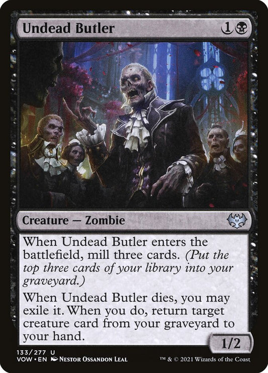 This Is An Image Of The Magic The Gathering Card Undead Butler From The Set Innistrad: Crimson Vow - Designed By Artist Néstor Ossandón Leal