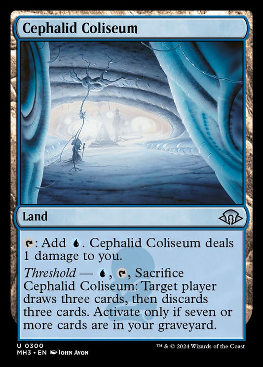 This Is An Image Of The Magic The Gathering Card Cephalid Coliseum From The Set Tarkir: Dragonstorm Commander - Designed By Artist John Avon