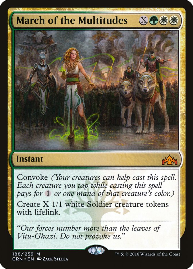 This Is An Image Of The Magic The Gathering Card March of the Multitudes From The Set New Capenna Commander - Designed By Artist Zack Stella