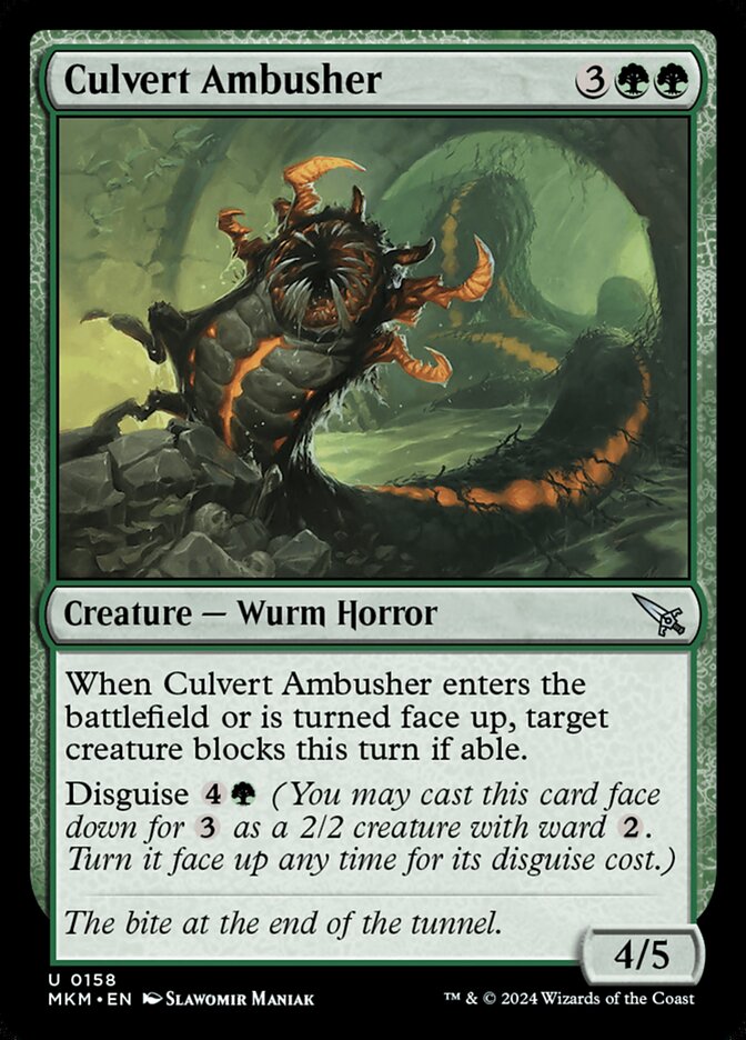 This Is An Image Of The Magic The Gathering Card Culvert Ambusher From The Set Murders at Karlov Manor - Designed By Artist Slawomir Maniak