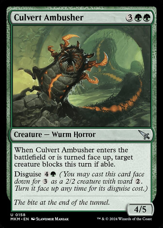 This Is An Image Of The Magic The Gathering Card Culvert Ambusher From The Set Murders at Karlov Manor - Designed By Artist Slawomir Maniak