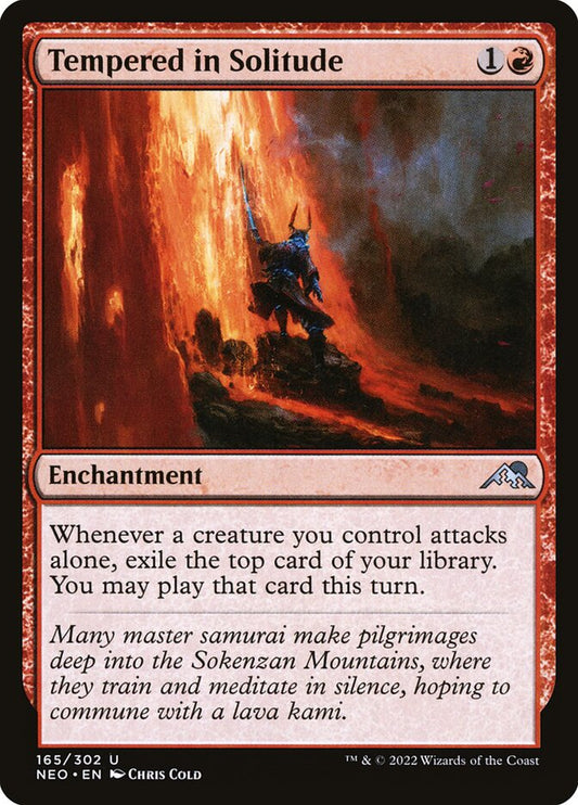 This Is An Image Of The Magic The Gathering Card Tempered in Solitude From The Set Kamigawa: Neon Dynasty - Designed By Artist Chris Cold