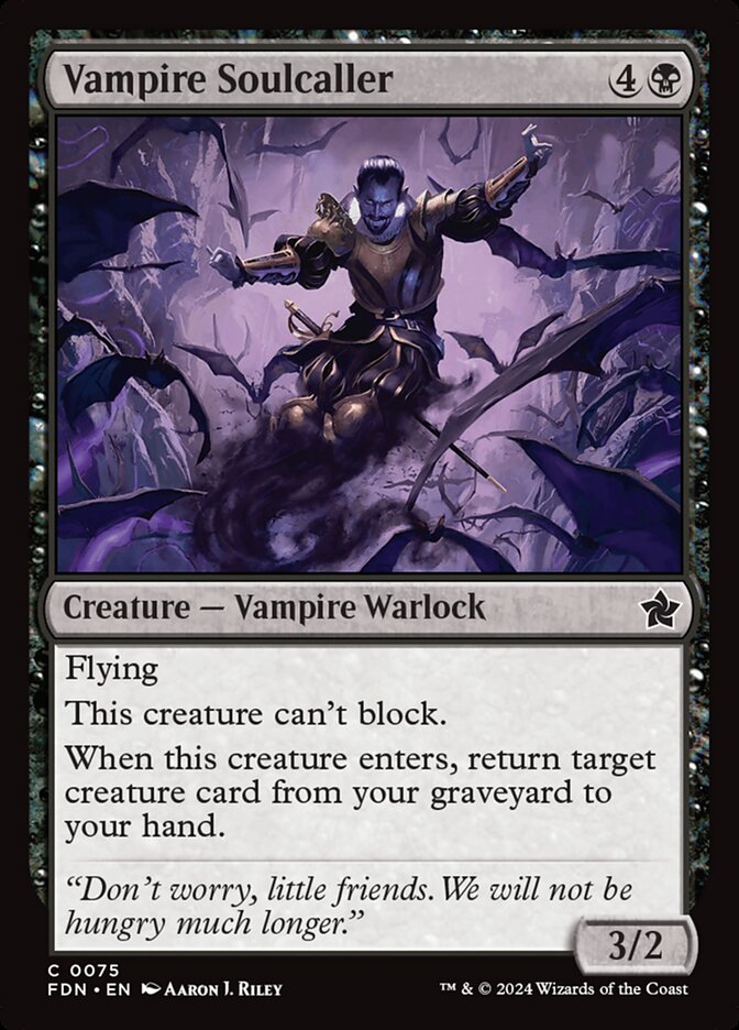 This Is An Image Of The Magic The Gathering Card Vampire Soulcaller From The Set Foundations - Designed By Artist Aaron J. Riley
