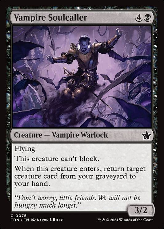 This Is An Image Of The Magic The Gathering Card Vampire Soulcaller From The Set Foundations - Designed By Artist Aaron J. Riley