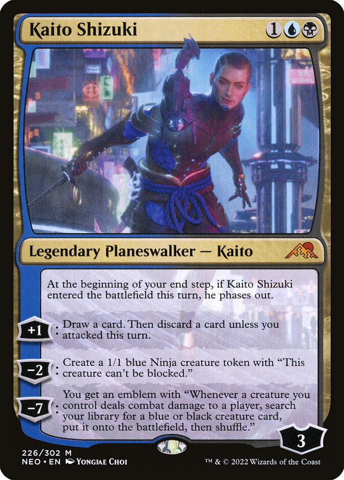 This Is An Image Of The Magic The Gathering Card Kaito Shizuki From The Set Kamigawa: Neon Dynasty - Designed By Artist Yongjae Choi