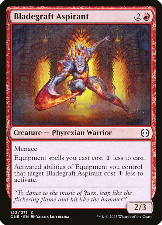 This Is An Image Of The Magic The Gathering Card Bladegraft Aspirant From The Set Phyrexia: All Will Be One - Designed By Artist Valera Lutfullina