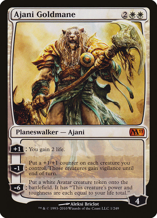 This Is An Image Of The Magic The Gathering Card Ajani Goldmane From The Set Magic 2011 - Designed By Artist Aleksi Briclot