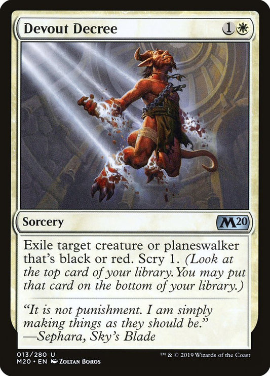 This Is An Image Of The Magic The Gathering Card Devout Decree From The Set Foundations - Designed By Artist Zoltan Boros