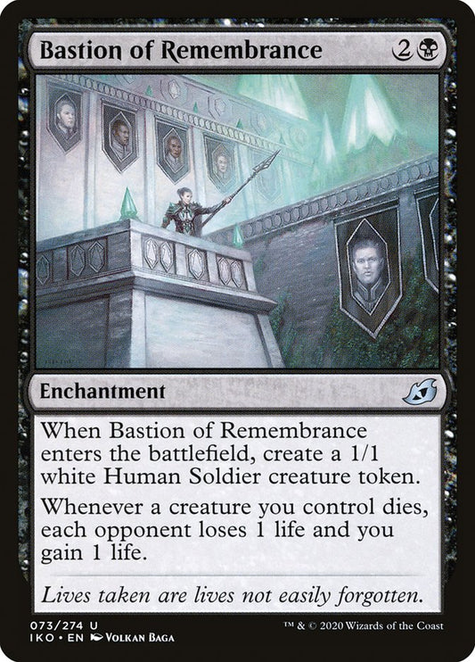 This Is An Image Of The Magic The Gathering Card Bastion of Remembrance From The Set Tarkir: Dragonstorm Commander - Designed By Artist Volkan Baǵa