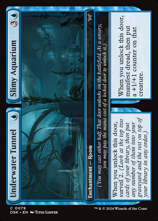 This Is An Image Of The Magic The Gathering Card Underwater Tunnel // Slimy Aquarium From The Set Duskmourn: House of Horror - Designed By Artist Titus Lunter