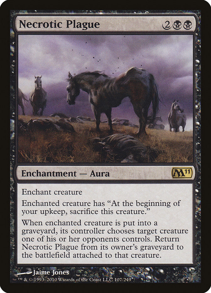 This Is An Image Of The Magic The Gathering Card Necrotic Plague From The Set Magic 2011 - Designed By Artist Jaime Jones