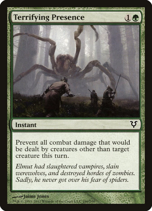 This Is An Image Of The Magic The Gathering Card Terrifying Presence From The Set Duel Decks: Heroes vs. Monsters - Designed By Artist Jaime Jones