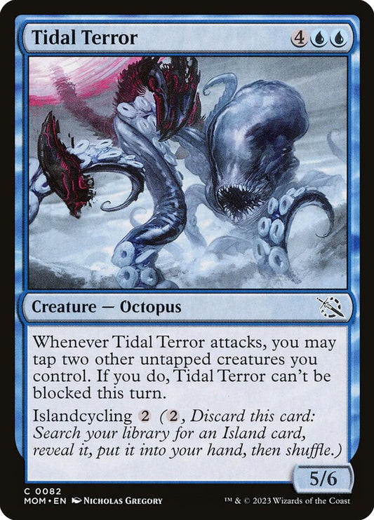This Is An Image Of The Magic The Gathering Card Tidal Terror From The Set March of the Machine - Designed By Artist Nicholas Gregory