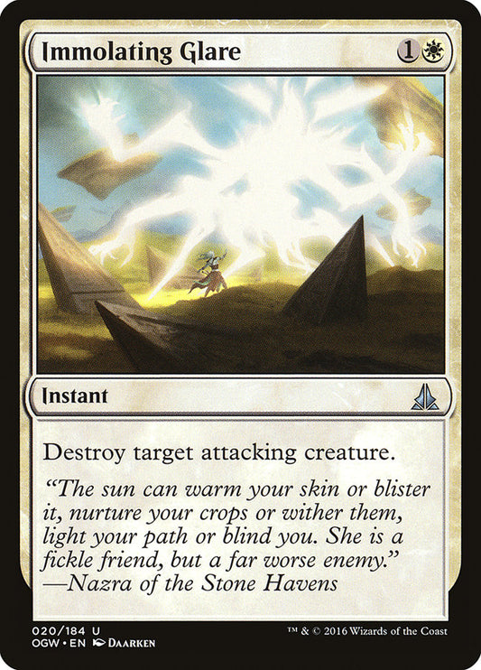 This Is An Image Of The Magic The Gathering Card Immolating Glare From The Set Oath of the Gatewatch - Designed By Artist Daarken