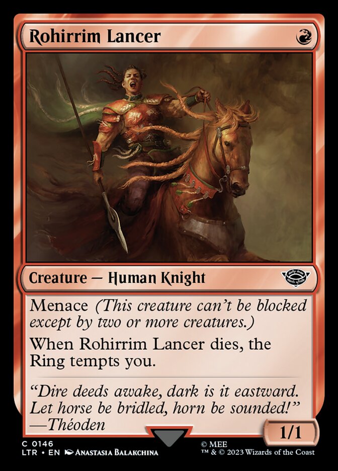 This Is An Image Of The Magic The Gathering Card Rohirrim Lancer From The Set The Lord of the Rings: Tales of Middle-earth - Designed By Artist Anastasia Balakchina