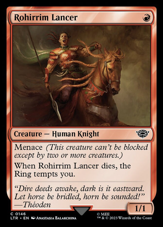 This Is An Image Of The Magic The Gathering Card Rohirrim Lancer From The Set The Lord of the Rings: Tales of Middle-earth - Designed By Artist Anastasia Balakchina
