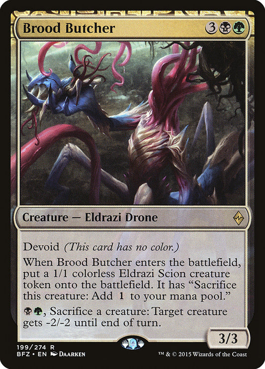 This Is An Image Of The Magic The Gathering Card Brood Butcher From The Set Battle for Zendikar - Designed By Artist Daarken