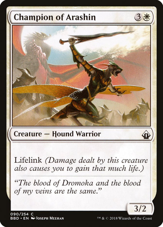 This Is An Image Of The Magic The Gathering Card Champion of Arashin From The Set Battlebond - Designed By Artist Joseph Meehan