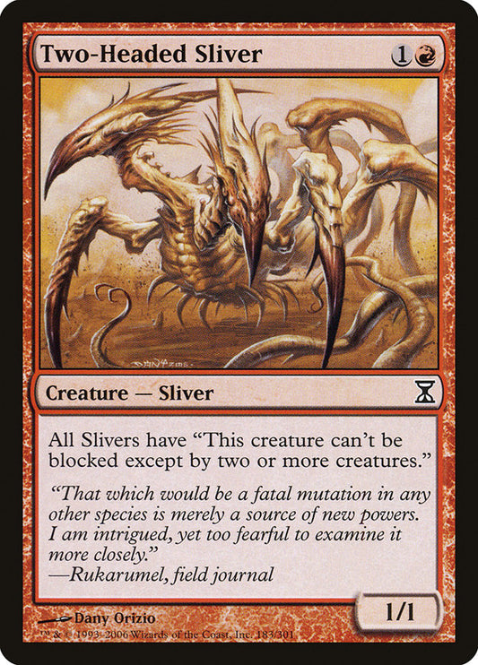 This Is An Image Of The Magic The Gathering Card Two-Headed Sliver From The Set Commander Masters - Designed By Artist Raoul Vitale
