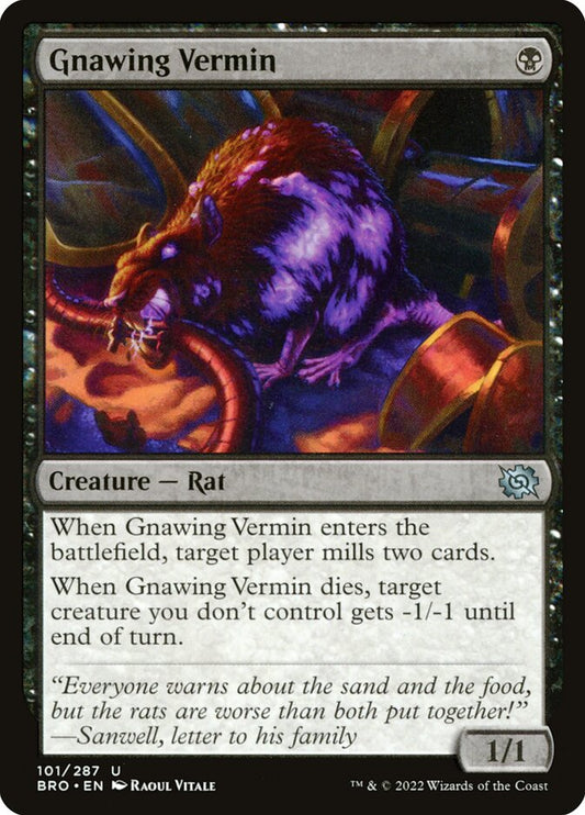 This Is An Image Of The Magic The Gathering Card Gnawing Vermin From The Set The Brothers' War - Designed By Artist Raoul Vitale