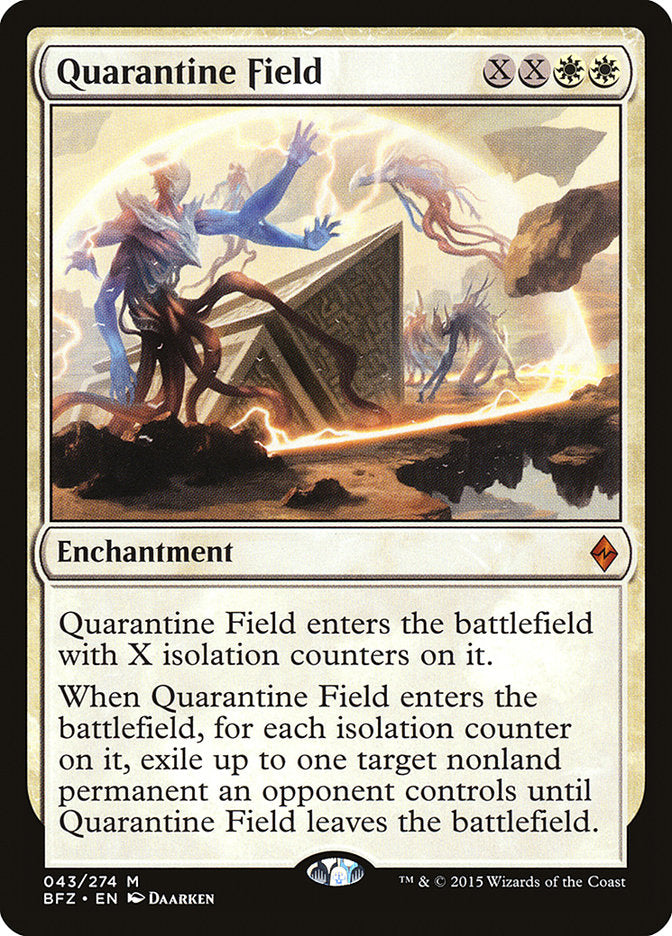 This Is An Image Of The Magic The Gathering Card Quarantine Field From The Set Battle for Zendikar - Designed By Artist Daarken