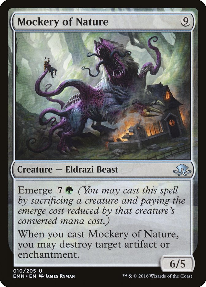 This Is An Image Of The Magic The Gathering Card Mockery of Nature From The Set Eldritch Moon - Designed By Artist James Ryman