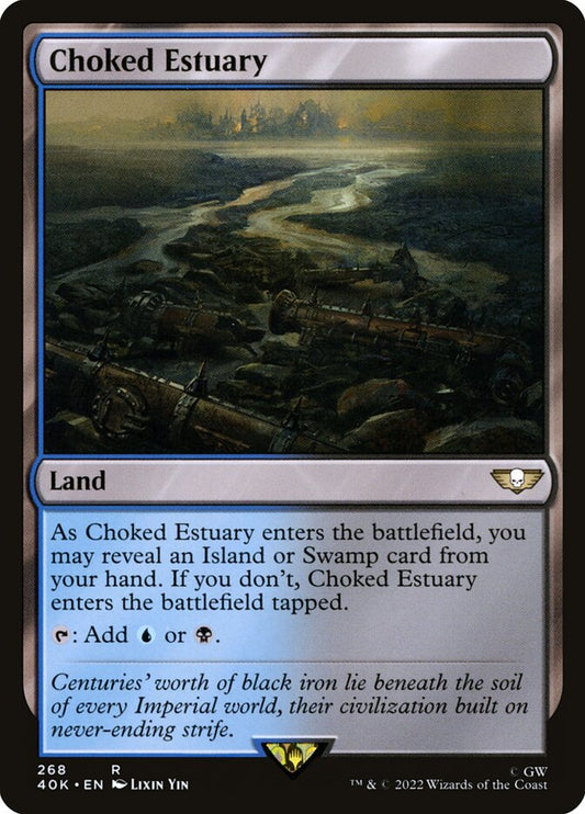 This Is An Image Of The Magic The Gathering Card Choked Estuary From The Set Murders at Karlov Manor Commander - Designed By Artist Vincent Proce