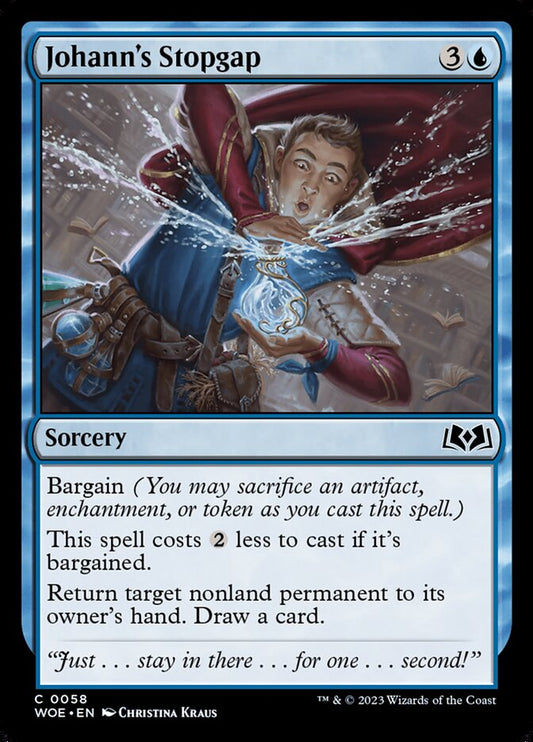 This Is An Image Of The Magic The Gathering Card Johann's Stopgap From The Set Wilds of Eldraine - Designed By Artist Christina Kraus